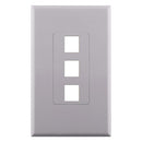 Construct Pro 3-Port Keystone Insert Decora Style Single Gang Wall Plate with Screwless Face - White