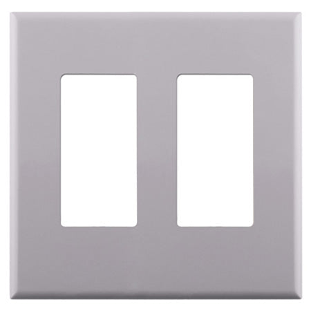 Construct Pro Dual Gang Decora Style Wall Plate with Screwless Face - White