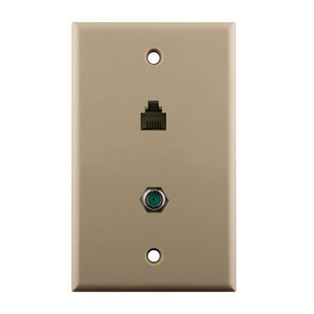 Construct Pro Single Gang 1 x 3-GHz F-81 and 1 x Phone Jack Wall Plate - Ivory