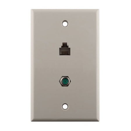 Construct Pro Single Gang 1 x 3-GHz F-81 and 1 x Phone Jack Wall Plate - Light Almond
