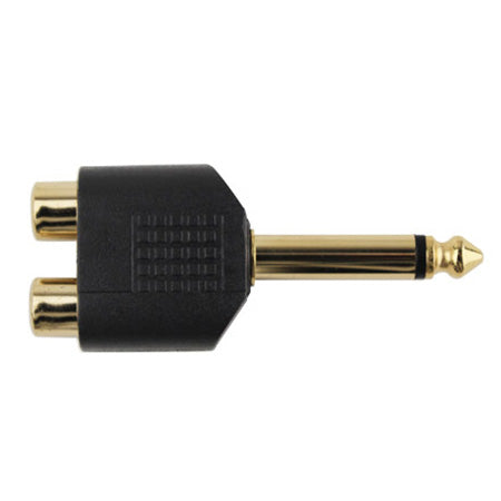 Construct Pro Dual RCA Female to 6.3-mm (1/4-in) Male Gold-Plated Audio Adapter - Black