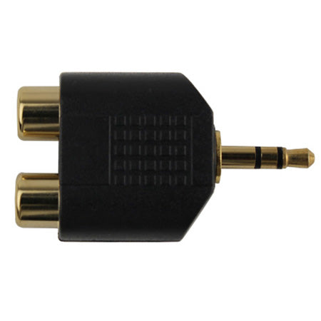 Construct Pro Dual RCA Female to 3.5-mm Male Gold-Plated Audio Adapter - Black
