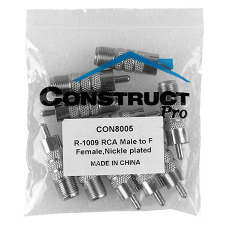 Construct Pro RCA Male to F Female Adapter - 10-pack