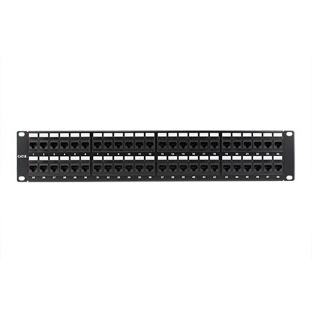 Construct Pro 48-Port Cat6 2U 19-in Rack Mount Patch Panel - Black