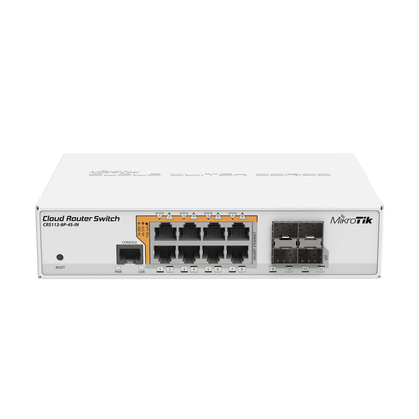 MikroTik 128-MB RAM 8-port Gigabit Ethernet, 4-port SFP Cloud Router Switch with PoE Out - White