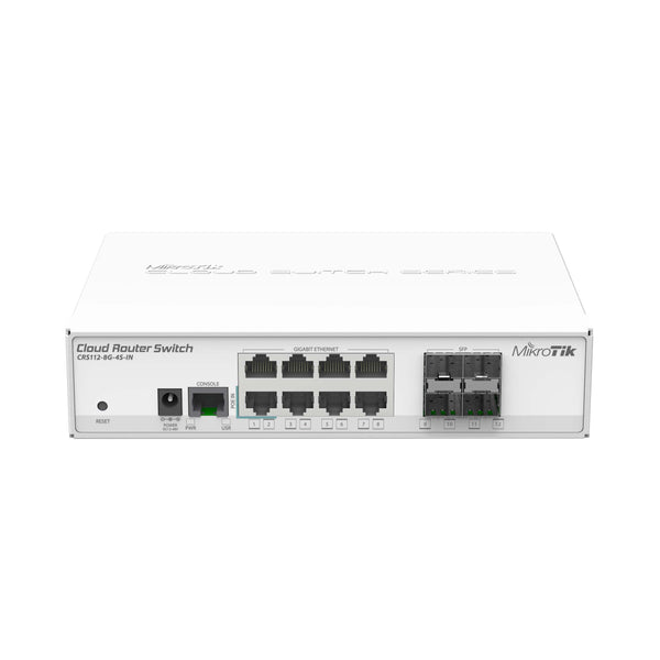 MikroTik 128-MB RAM 8-port Gigabit Ethernet, 4-port SFP Cloud Router Switch - White