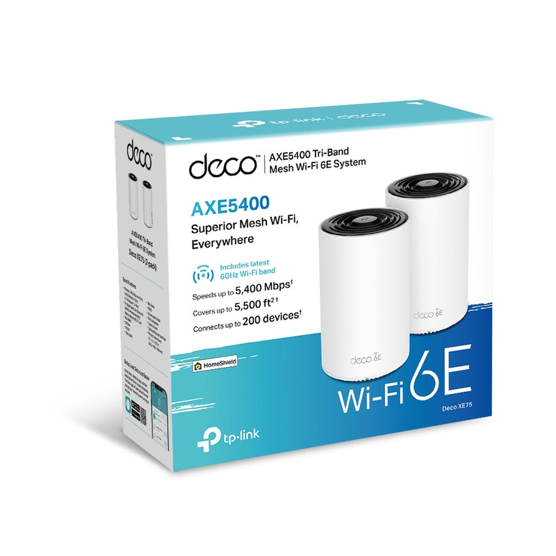 TP-Link Deco XE75 AXE5400 Tri-Band Mesh Wi-Fi 6E System IoT Smart Hub Router - 2-pack - White