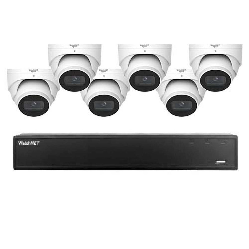 WatchNET 4K 8-Channel 1TB Hard Drive Embedded NVR Security System with 6 x 5 MP IR Turret Cameras - White