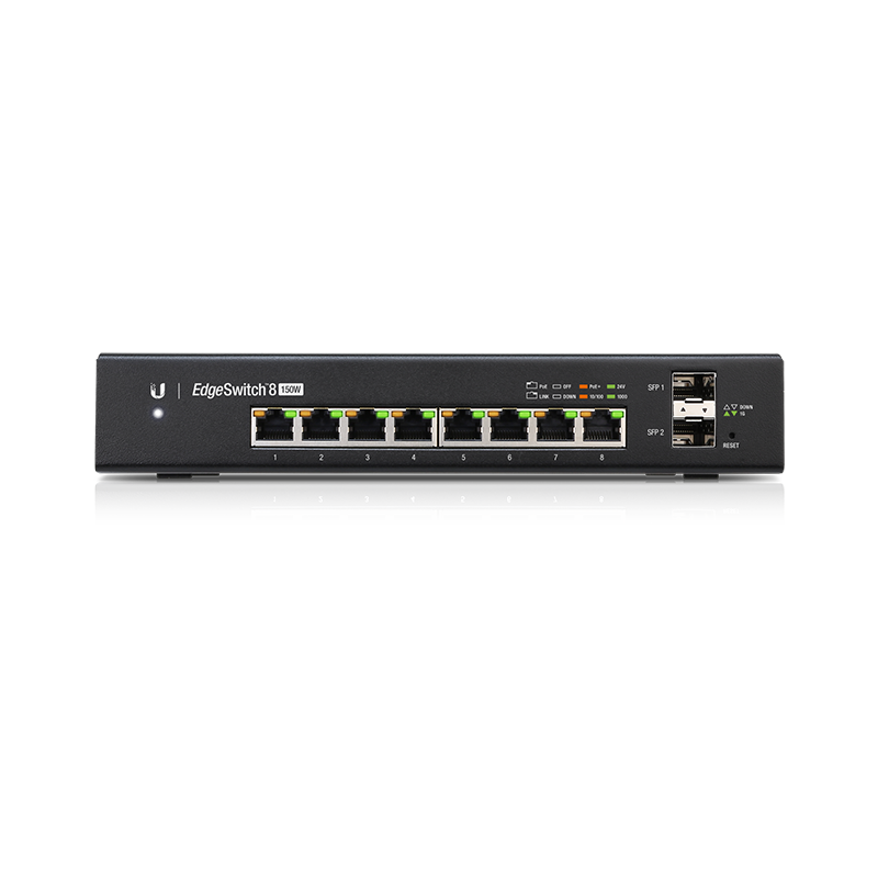 Ubiquiti UISP EdgeMAX EdgeSwitch Managed PoE+ 8-port Gigabit Ethernet with 2-port SFP - 150-watt - Black