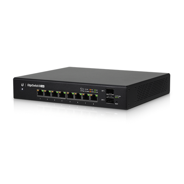 Ubiquiti UISP EdgeMAX EdgeSwitch Managed PoE+ 8-port Gigabit Ethernet with 2-port SFP - 150-watt - Black