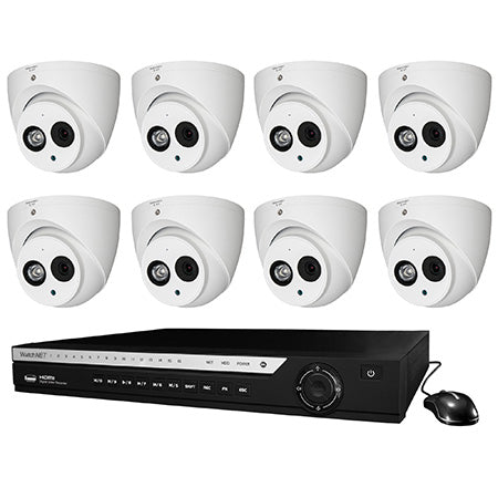 WatchNET 4K 16-channel 5MP 2TB Pentra-Brid DVR Security System with 8 x 5MP IR Turret Cameras - White