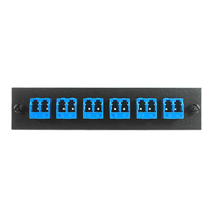 FIS LC Duplex 6-pack Plate Loaded with SM Adapters - Black