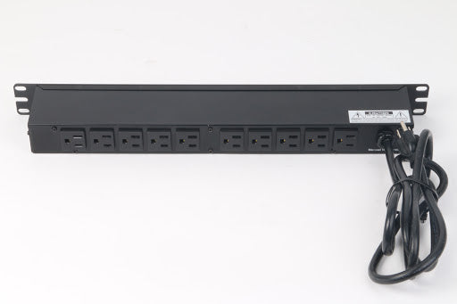 Holland Electronics 19" Rack Mountable Power Strip 10-Port with Surge Protection - Black