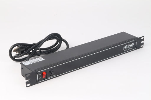 Holland Electronics 19" Rack Mountable Power Strip 10-Port with Surge Protection - Black