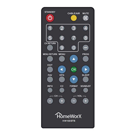 HomeWorx Replacement Remote Control for HW100STB Converter Box - Black