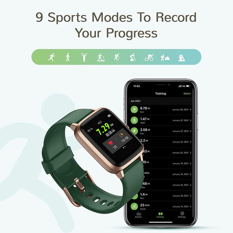 Letsfit ID205L Smart Watch & Fitness Tracker with Heart Rate Monitor - Emerald