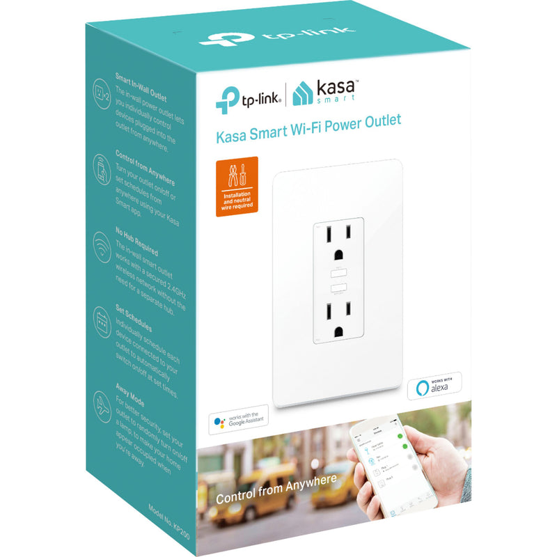 Kasa Smart Wi-Fi In-Wall Power Outlet by TP-Link - White