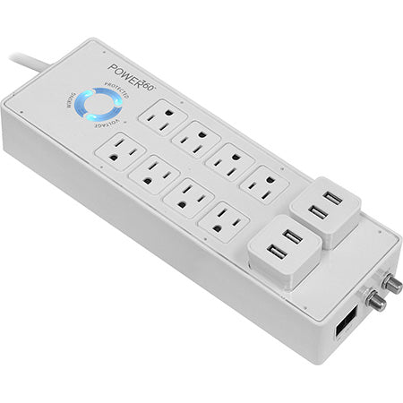 Panamax Power360 8 Outlet 1620-joules Surge Protector with 4 x USB Charging Ports - White