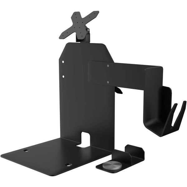 CTA Digital Dual VESA Compatible Plate POS Station with Printer Stand, Magnetic Scanner Holder, and Card Reader Holder - Black