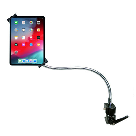 CTA Digital Heavy-Duty Security Gooseneck Clamp Stand for 7-in to 13-in Tablets - Black