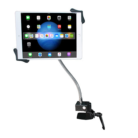 CTA Digital Heavy-Duty Gooseneck Clamp stand for 7-in to 13-in Tablets - Black
