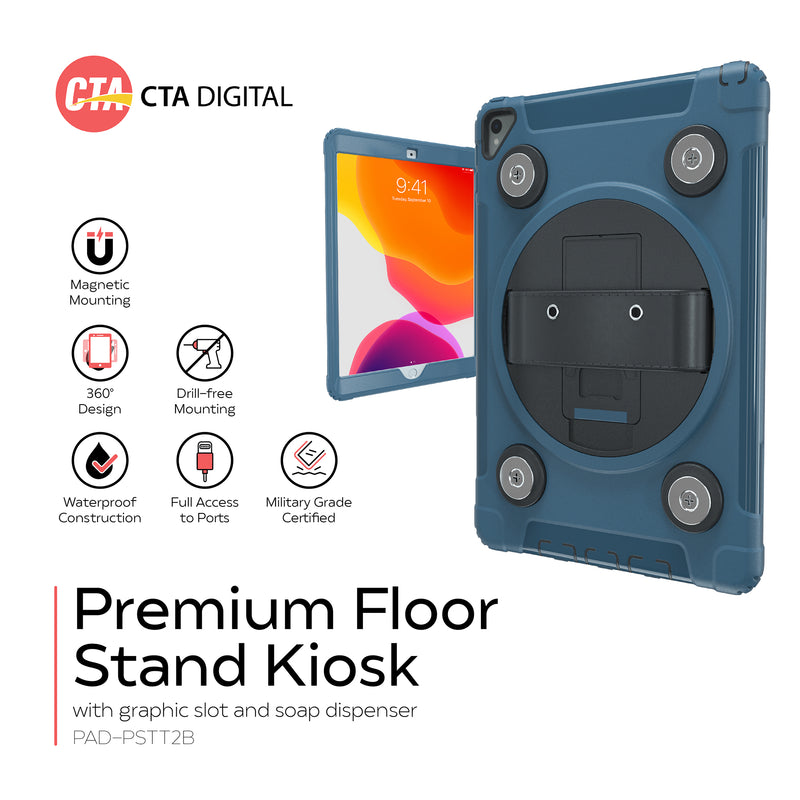 CTA Digital Magnetic Splash-Proof Case with Metal Mounting Plates for iPad 7th and 8th Gen 10.2-in, iPad Air 3 and iPad Pro 10.5-in - Blue