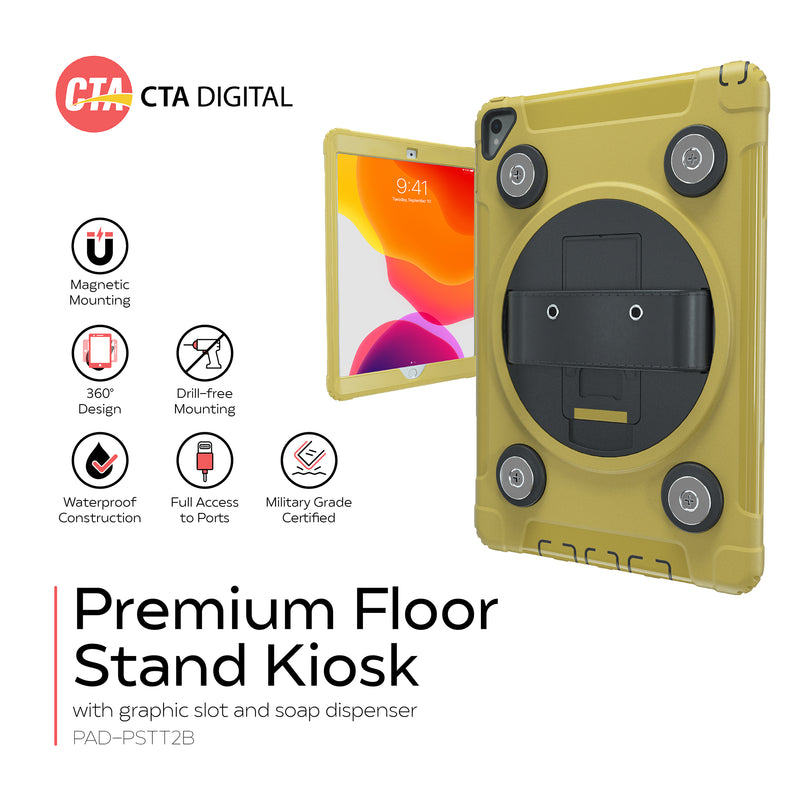 CTA Digital Magnetic Splash-Proof Case with Metal Mounting Plates for iPad 7th and 8th Gen 10.2-in, iPad Air 3 and iPad Pro 10.5-in - Yellow