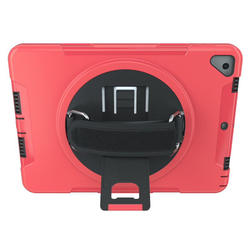 CTA Digital Protective Case with Built-in 360-degree Rotatable Grip Kickstand for iPad 7th and 8th Gen 10.2-in, iPad Air 3 and iPad Pro 10.5-in - Red