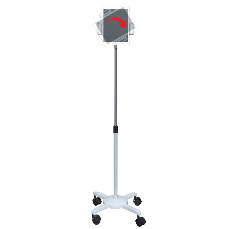 CTA Digital Universal Quick Connect Adjustable Floor Stand with 360-degree Rotation for 17.8-cm (7-in) to 33-cm (13-in) Tablets  - White