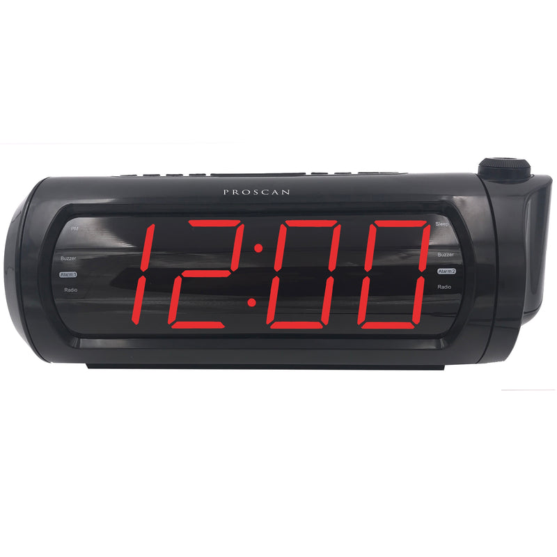 Proscan Time Projection Dual Alarm Clock Radio with USB Charging and 4.5-cm (1.8-in) Display - Black