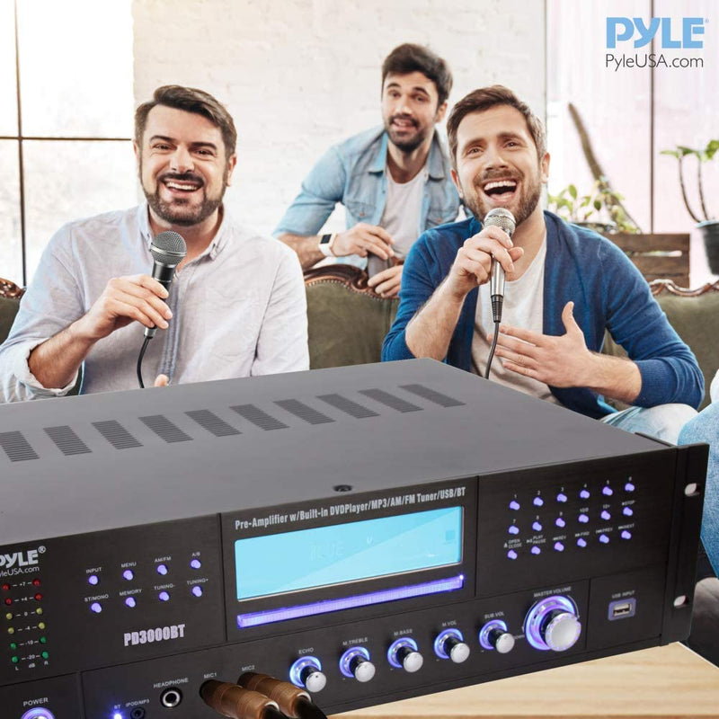 Pyle Bluetooth 4-channel Home Theater Amplifier Pro Audio Stereo Receiver System with Multimedia Disc Player, MP3/USB Reader, AM/FM Radio - Black