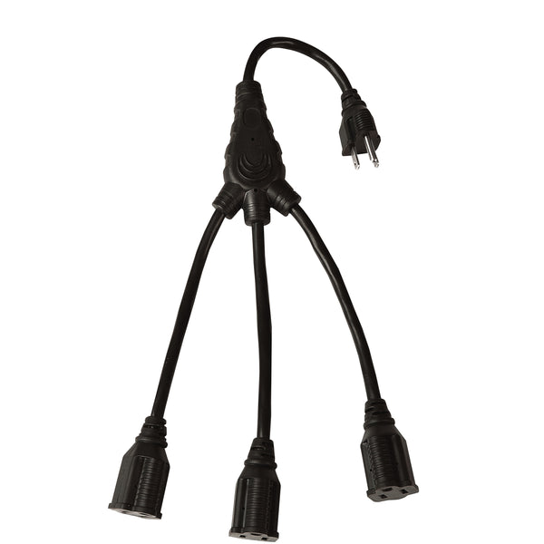 RCA 3-Outlet Indoor Power Cord Splitter - Black