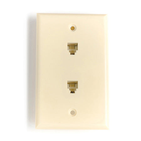 Provo Single Gang 2 x Phone Jack Flush Mount Wall Plate - Ivory