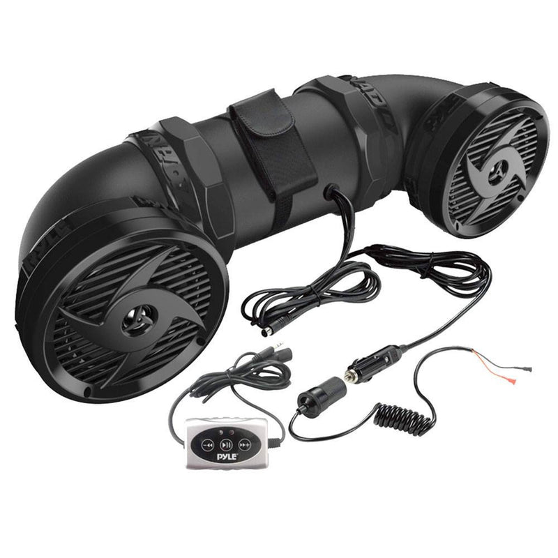 Pyle Tornado 16.5-cm (6.5-in) ATV, UTV, Jet Ski, Snowmobile, Marine 2-way Stereo Amplified Waterproof Dual Speakers with Bluetooth, Aux 3.5mm - Black