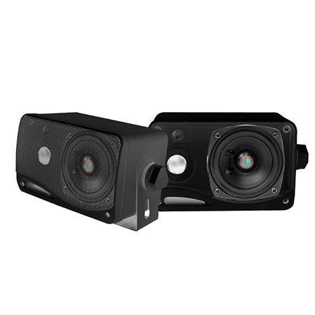 Pyle 8.9-cm (3.5-in) 3-Way 200-watt Weatherproof Mini Box Speaker System - Pair - Black