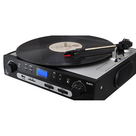 Pyle USB Turntable with Direct to Digital USB/SD Card Encoder and Built-in AM/FM Radio Conversion - Black