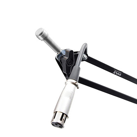 Pyle Suspension Boom Scissor Microphone Stand with Shock Mount Holder - Black