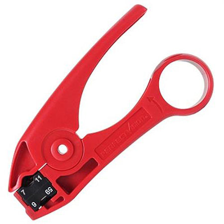 PerfectVision Coax RG11/59/RG6 Cable Stripper - Red