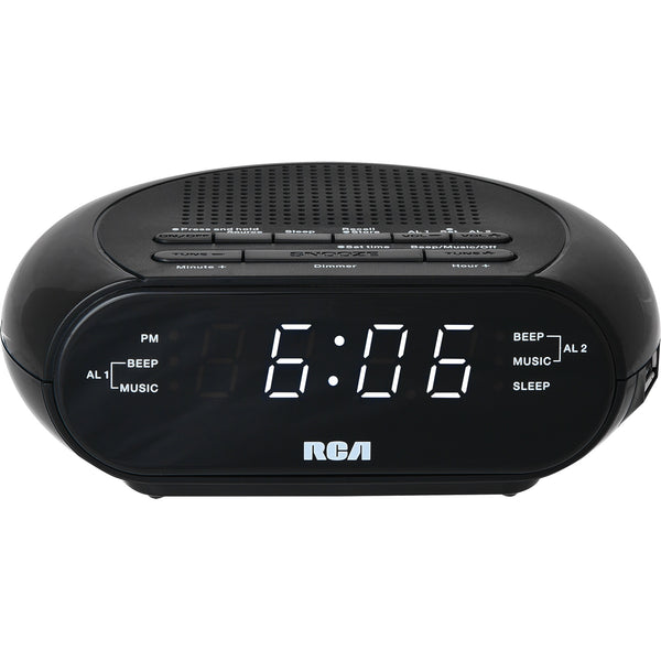 RCA Soothing Sounds Alarm Clock Radio with USB Charging - Black