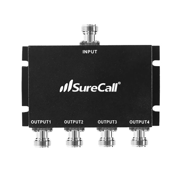 SureCall 5G Wide Band Bi-Directional 4 Way Splitter - Black