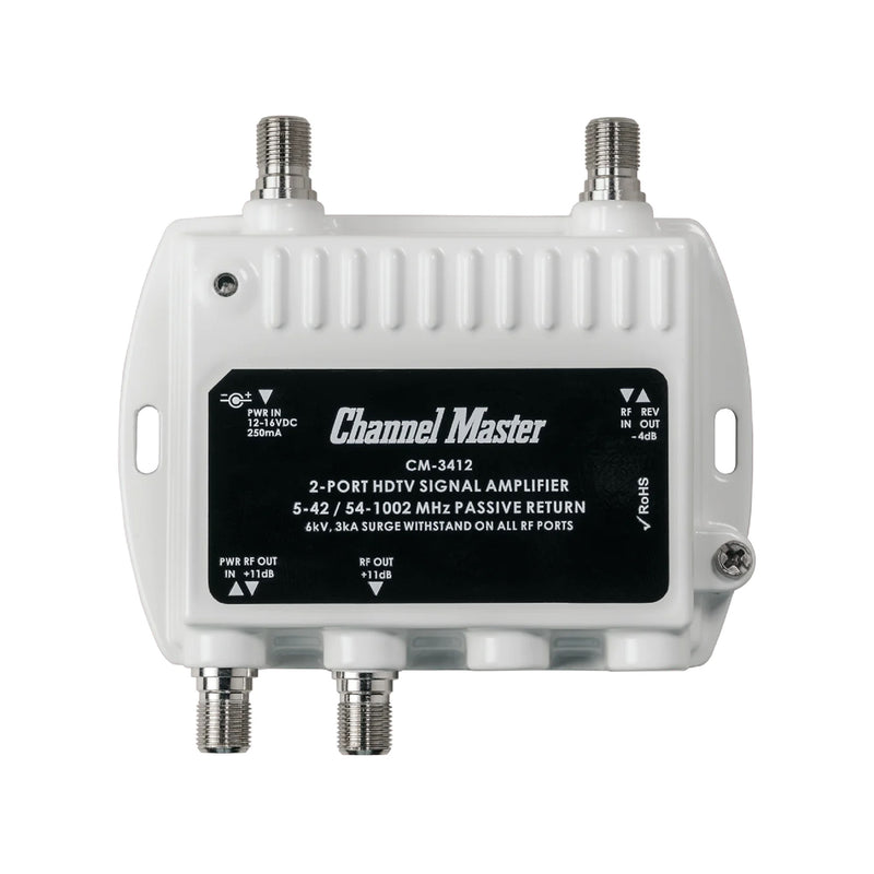 Channel Master Ultra Mini 2-Way 11.5-dB 50-1000-MHz Distribution Amplifier - White