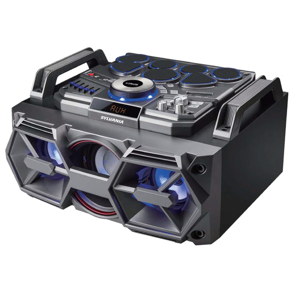 Sylvania Portable 2.1 DJ Drum Boombox with LED Lights - Black
