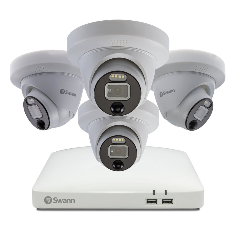 Swann Enforcer™ 4K 8 Channel 2TB DVR Security System with 4 x Dome Spotlight & Siren Cameras (PRO-4KDER) - White