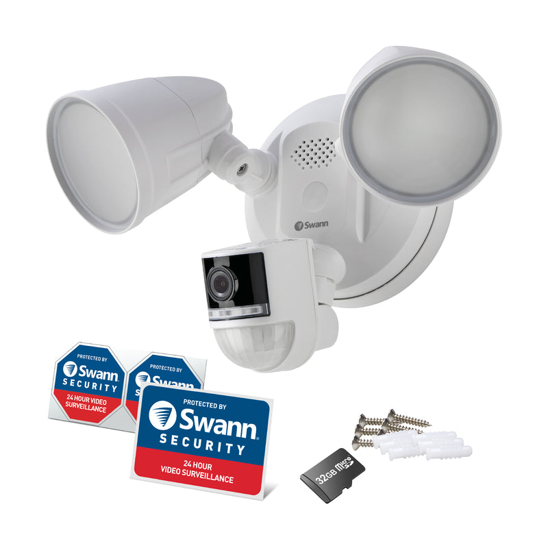 Swann 4K Wi-Fi Floodlight Security Camera with Audio and Amazon Alexa/Google Assistant Compatibility  - White