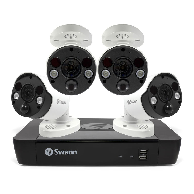 Swann Professional 4K Ultra HD 8 Channel 2TB Hard Drive NVR Security System with 4 x 4K Heat & Motion Detection Spotlight IP Security Cameras (NHD-887MSFB) - White