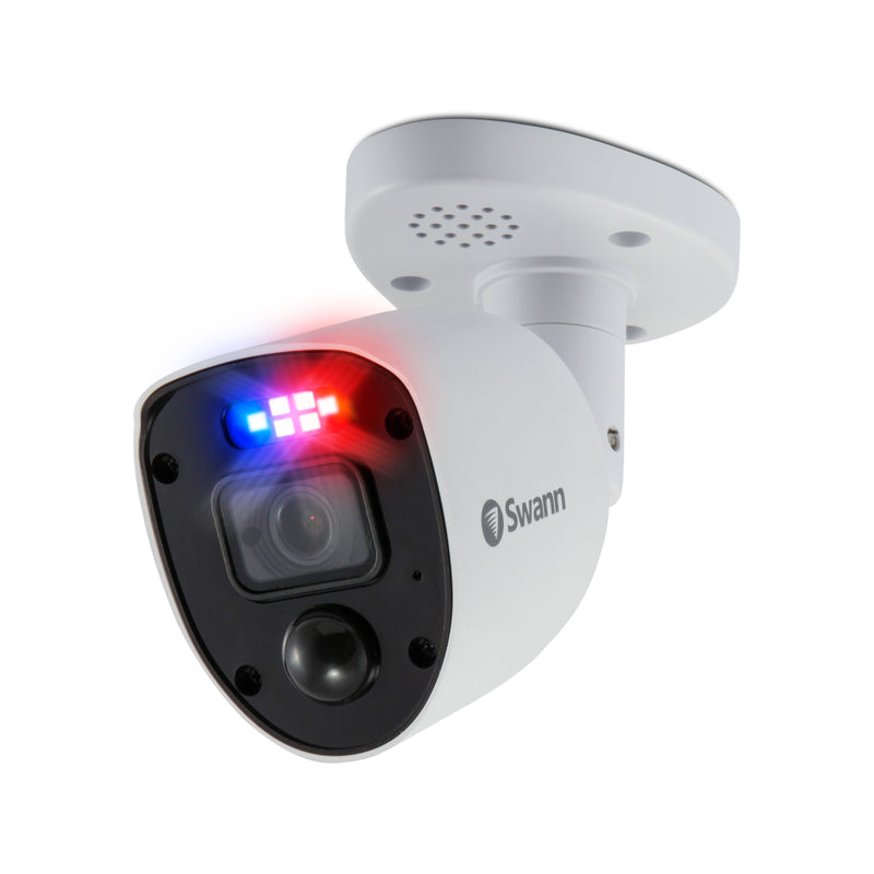 Swann Enforcer 1080p HD Police-Style Red and Blue Flashing Light Add-On Bullet Security Camera - White