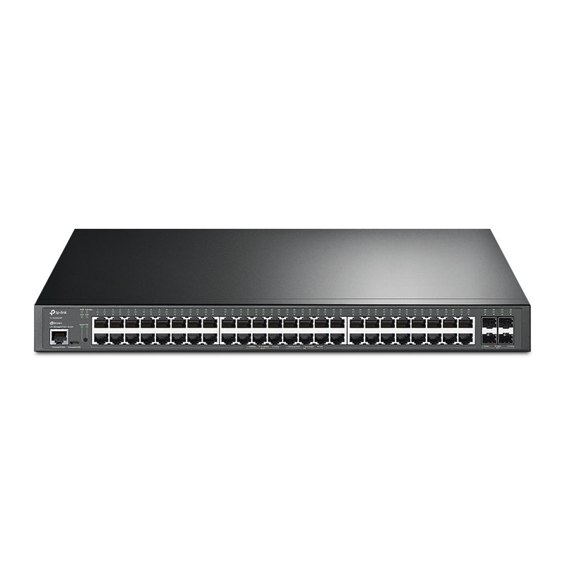 TP-Link JetStream Rack Mountable 48-Port Gigabit and 4-Port 10GE SFP+ L2+ Managed Switch with 48-Port PoE+ - Black