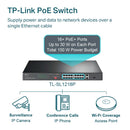 TP-Link 16-port 10/100Mbps + 2-port Gigabit PoE Switch - Grey