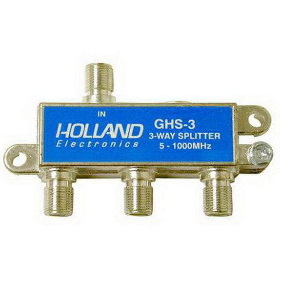 Holland Electronics 75-ohm 3-way Digital Cable Splitter-Silver