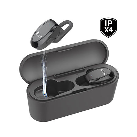 iLuv True Wireless Bluetooth Stereo In-Ear Fitness Earbuds with Charging Case - Black